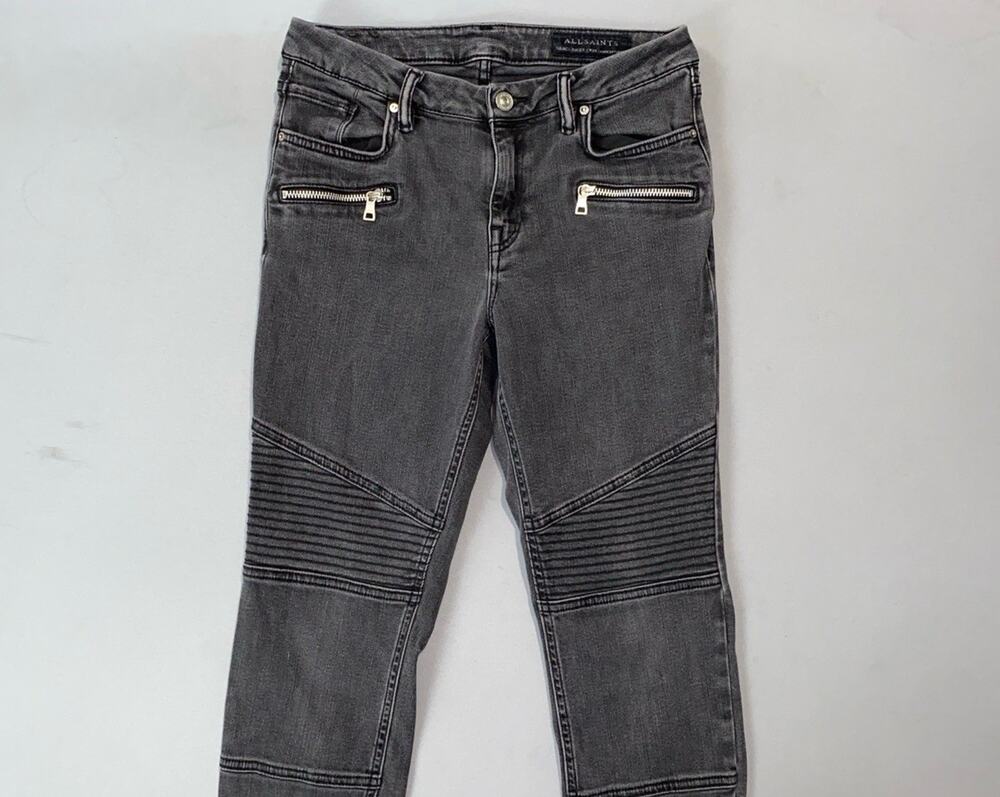 Allsaints 'Grace Biker' Fray Lightweight Stretch Denim Moto Jeans. Women's 28.